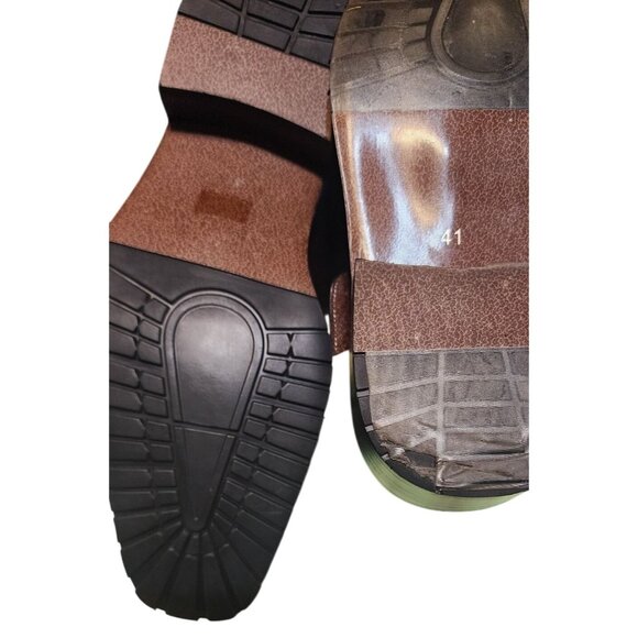 NWOB J.M Matavelli Brown Leather Square Toe Ankle Boots Strap Clos. US Size 10.5 - Picture 7 of 9